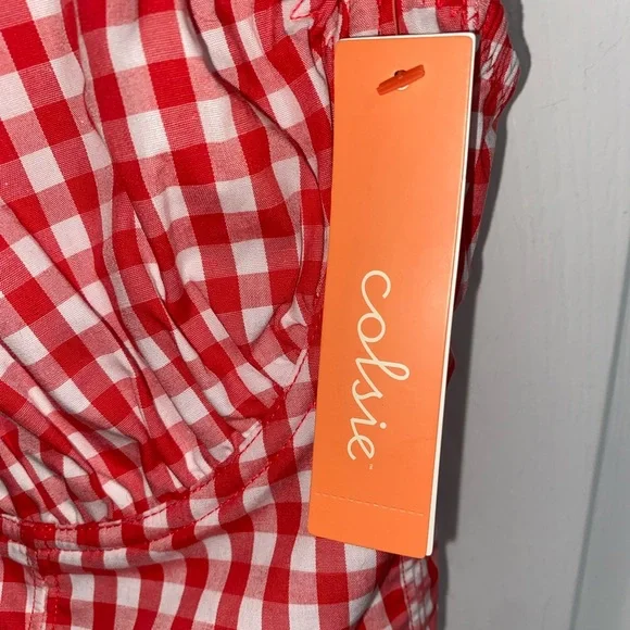 Colsie Red and White Gingham crop top bralette - Picture 3 of 5